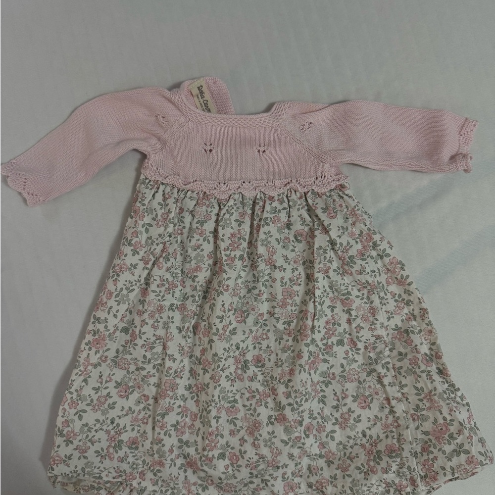 Floral Pink Knit Kids Dress Doña carmen spanish clothes